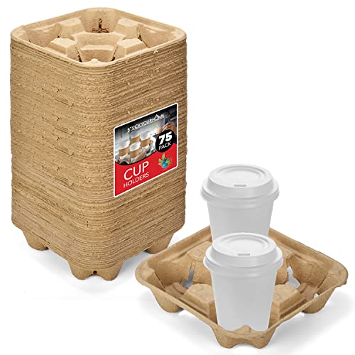 Eco-Friendly 4-Cup Disposable Coffee Tray (75 Count)