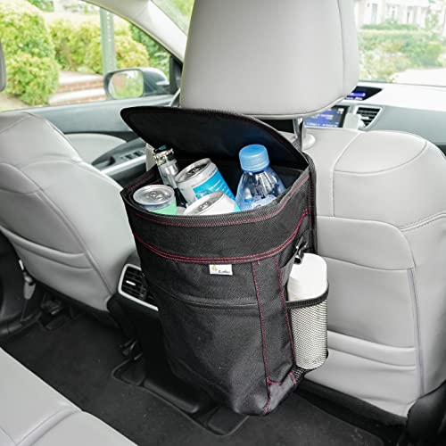 EcoNour Car Trash Can with Lid & Storage Pockets