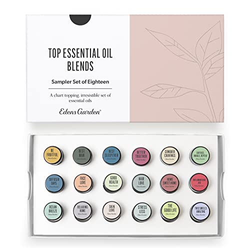 Edens Garden Top Essential Oil Blends Sampler 18 Set, Pure Aromatherapy Sampler Pack (for Diffuser) - Set of 18