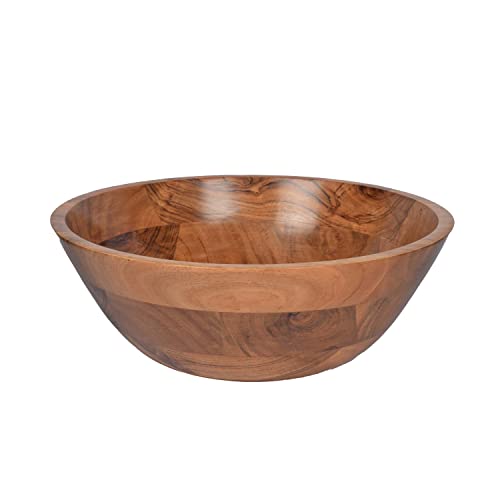 EDHAS Acacia Wood Salad Bowl, Perfect for Salad, Vegetables Salad Bowl & Decorative Centerpiece For the Dinning Room. (12" x 12" x 4")