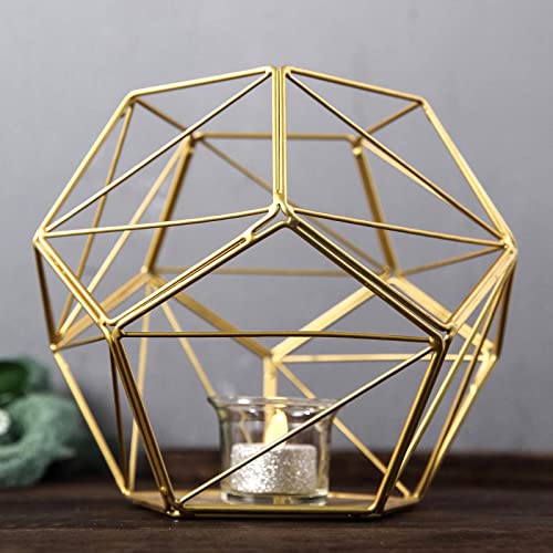 Efavormart 7" Gold Geometric Candle Holder Metal Geometric Floral Centerpieces Geometric Terrariums DIY