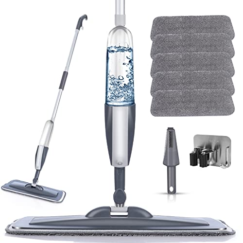 Efficient Microfiber Spray Mop with Washable Pads and 360 Rotation