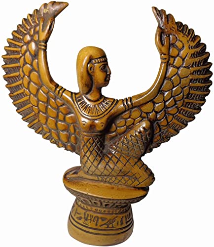Egyptian Isis Winged Pharaoh Figurine Statue - Ancient Handmade 7'' Sculpture Collectible