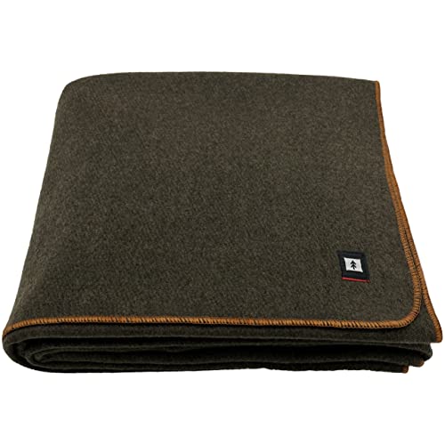 EKTOS Military Wool Blanket, 90" x 66", 100 Percent Wool Blanket, Army Surplus Wool Blanket (Olive Green, Twin Size)