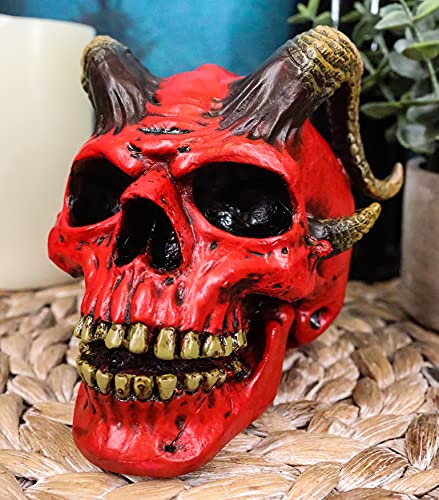 El Diablo Horned Devil Skull Figurine