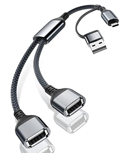 Elebase USB C Male OTG Splitter Cable