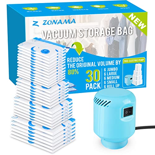 Electric Air Pump Vacuum Storage Bags, 30 Pack