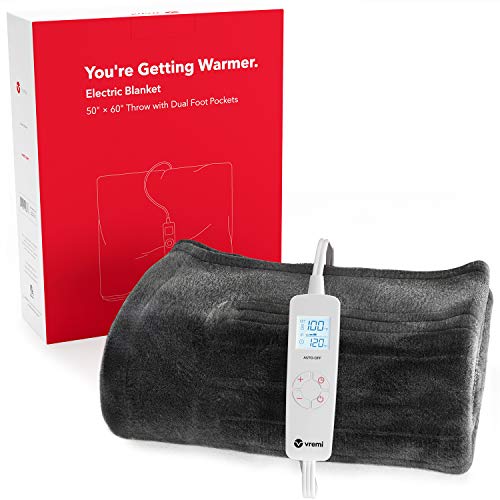 Electric Blanket with Foot Warming Pockets