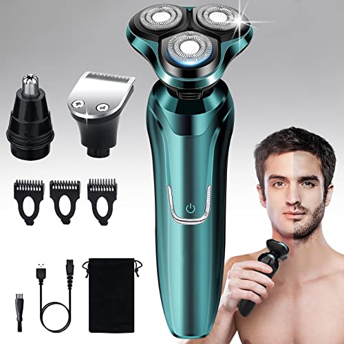 Electric Razor for Men, 2023 Men’s Electric Shavers Rotary LED Display/Waterproof/Rechargeable, Electric Shaver for Men Cordless Floating Head Replaceable Blades Portable Travel Razor Idea Gift