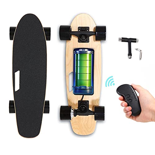 Electric Skateboard with Wireless Remote Control, Electronic Longboard for Adults Teens Beginner, 20 MPH Top Speed 10 Miles Range 7 Layers Maple E-Skateboard (Black)