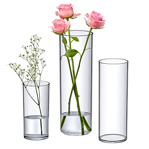 Elegant Acrylic Cylinder Vases - 3-Piece Set