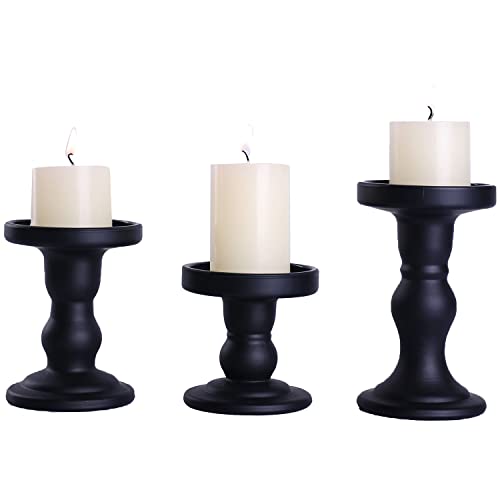 Elegant Black Glass Candle Holder Set