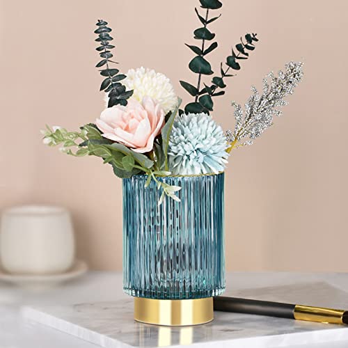 Elegant Glass Vase with Gold-Tone Metal Base