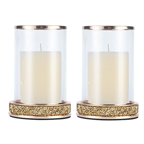 Elegant Gold Pillar Candle Holders Set