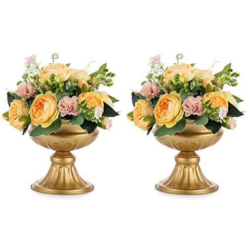 Elegant Gold Vases for Wedding Centerpieces - 2 Pcs