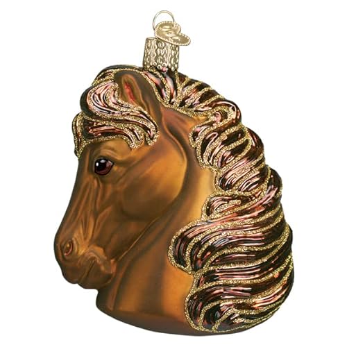 Elegant Horse Head-Brown Glass Blown Christmas Ornament