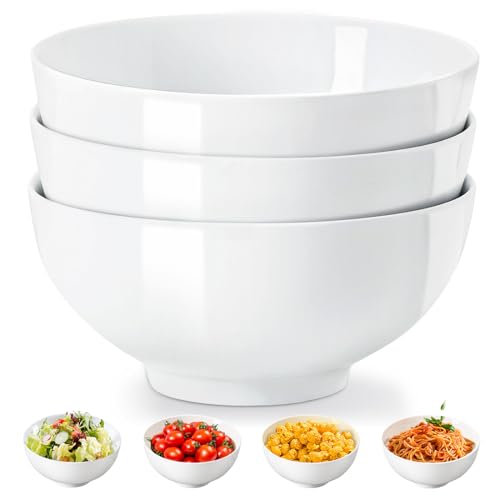 Elegant Large Serving Bowls - Set of 3 - White