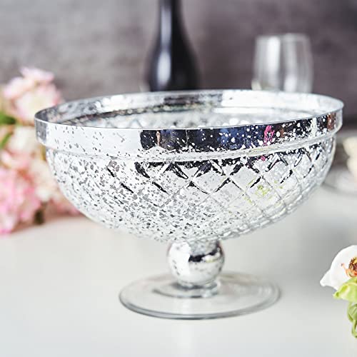 Elegant Mercury Glass Compote Vase - Silver