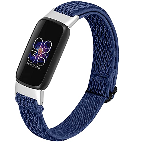Elegant Night Blue Stretchy Nylon Wristband for Fitbit Luxe