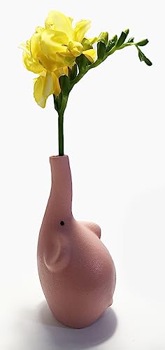 Elegant Pink Elephant Ceramic Bud Vase