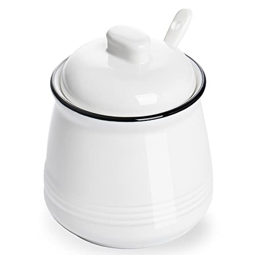Elegant Porcelain Salt Bowl with Lid and Spoon