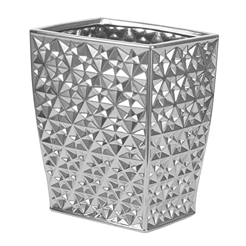 Elegant Silver Ceramic Trash Can - 2.5 Gallon