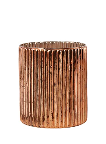 Elegant Vintage Copper Ribbed Mercury Glass Vase