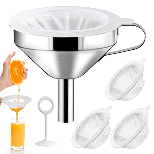 Elesunory Food Filter Strainer with Funnel and Squeezing Rod