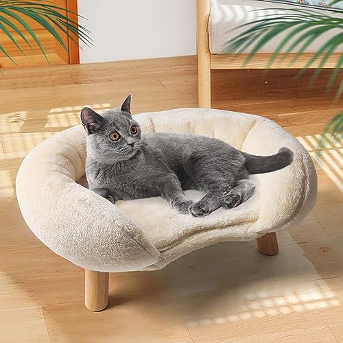 Elevated Pet Bed with Sturdy Wood Legs for Small Dogs and Cats