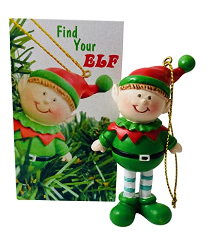Elf Ornament Legend Set Find Your Hidden Elves Christmas Tree Decoration with Story Card Boxed Keepsake