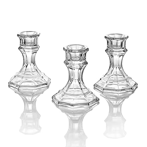 ELIVIA Clear Glass Candlestick Holders