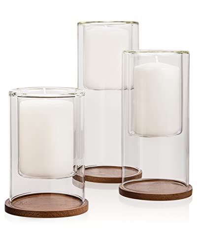 Elma Home Candle Holders with Beech Wood Coasters