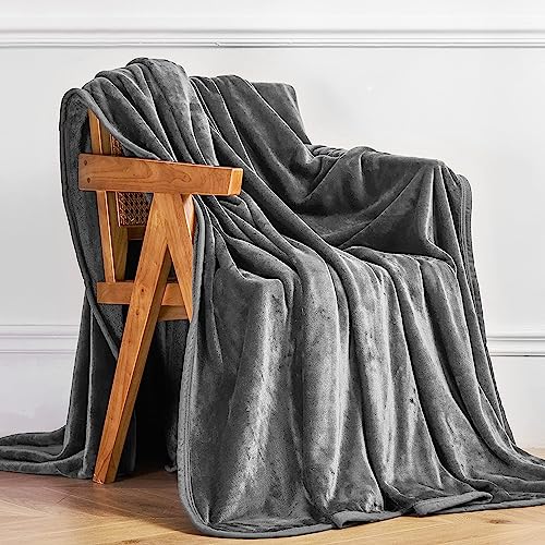 ELNIDO QUEEN Grey Fleece Throw Blanket - Soft and Cozy