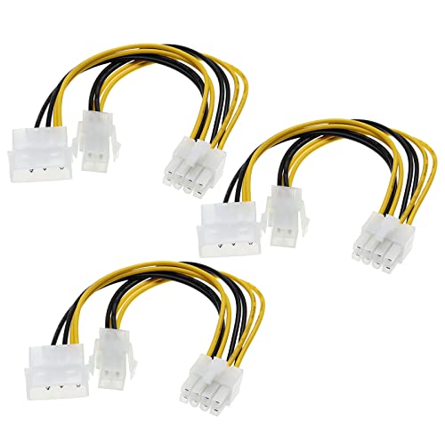 eMagTech 3PCS 4 Pin ATX & 4 Pin LP4 Molex to 8 Pin EPS Power Adapter Cable Desktop Computer CPU Power Supply Extension Cable 18cm