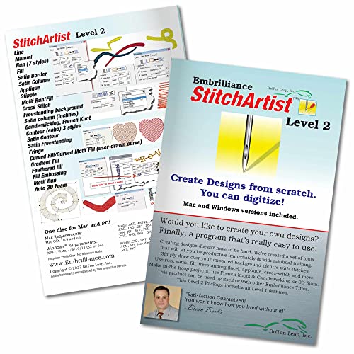 Embrilliance StitchArtist Level 2 Embroidery Software for MAC & PC