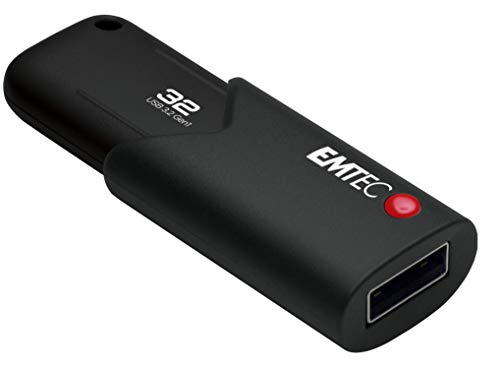 Emtec Click Secure B120 USB 3.2 Flash Drive 32 GB - Encryption software AES 256 - Read speed 100 MB/s - Black