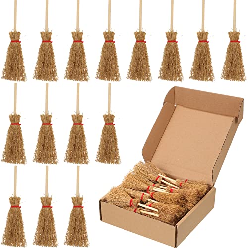 Enchanting Mini Straw Brooms for Halloween Decorations