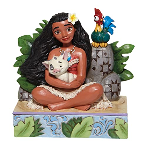 Enesco Disney Traditions by Jim Shore Moana with Pua and HEI HEI Figurine, 5.25 Inch, Multicolor