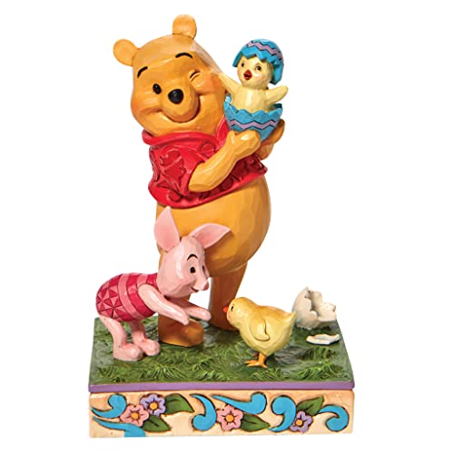 Enesco Jim Shore Disney Traditions Winnie The Pooh and Piglet Holding a Chick Easter Figurine, 5.71 Inch, Multicolor