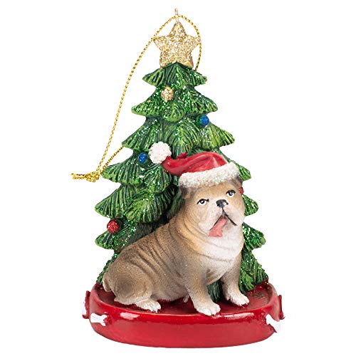 English Bulldog Santa Dog Christmas Ornament