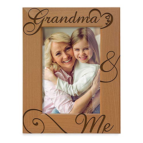 Engraved Natural Wood Picture Frame for Grandma