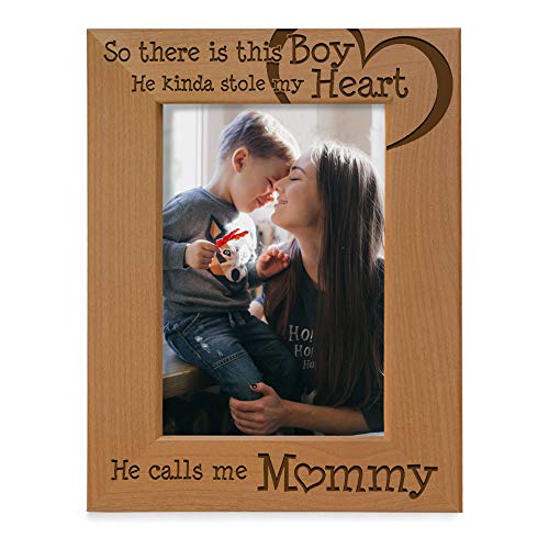 Engraved Wood Photo Frame for Mothers and Sons