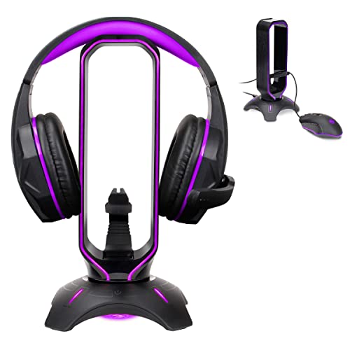 ENHANCE Gaming Headset Stand with Mouse Bungee Cord Holder and USB Hub