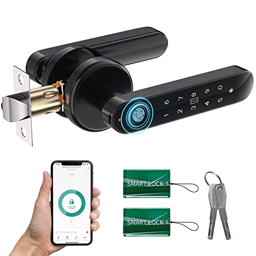 ENOKER 5 in 1 Fingerprint Door Knob Lock with APP/IC Key Cards/Passcode/Backup Keys