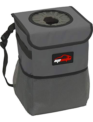 EPAuto Car Trash Can with Lid and Storage Pockets