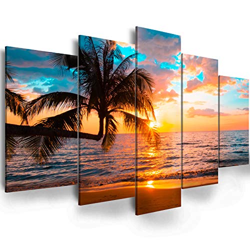 EPHANY Beach Sunset Canvas Wall Art - 5-Piece Abstract Landscape