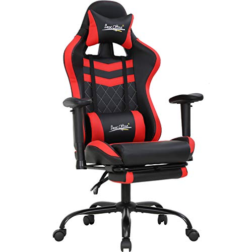Ergonomic Racing Office Chair with Headrest, Armrest, and Footrest