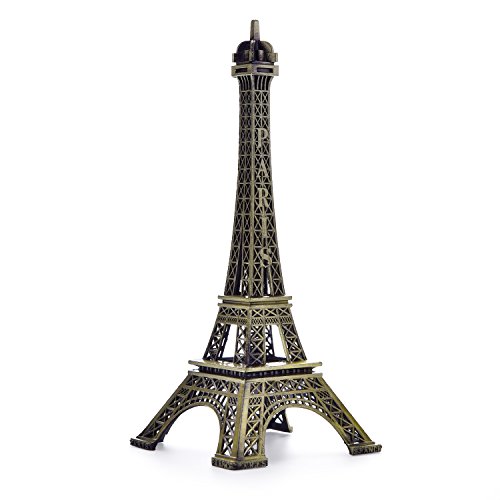 ESHATO 7 Inch Eiffel Tower Statue Decor Alloy Metal Collectible Figurine Replica Souvenir Room, French Eiffel Tower Party Decoration Table Stand Holder Gift for Cake Topper