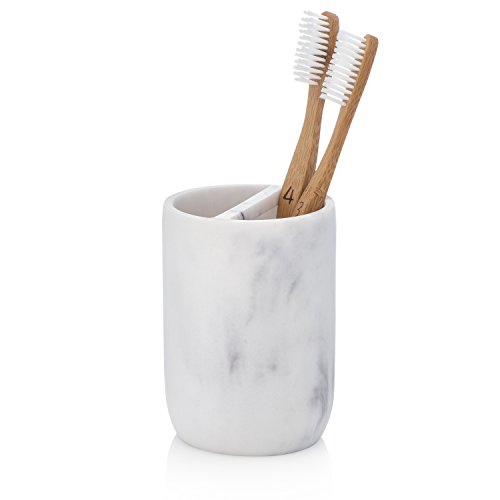 Essentra Home White Marble Toothbrush Holder