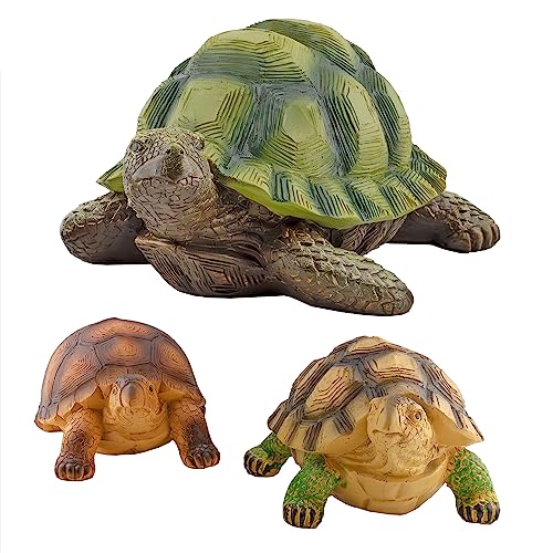 Esterno Turtle Garden Statues (Set of 3); Lifelike Tortoise Yard Decor Sculpture Set